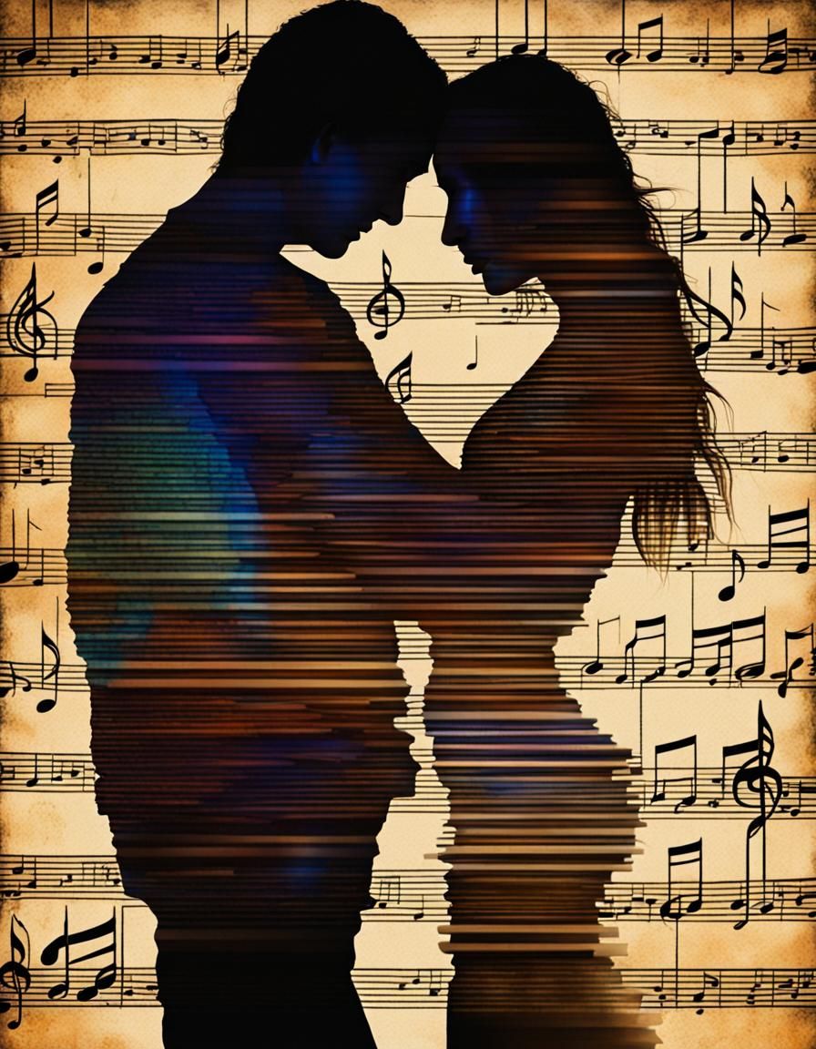 Musical Silhouette: Couple's Embrace in Jaffa