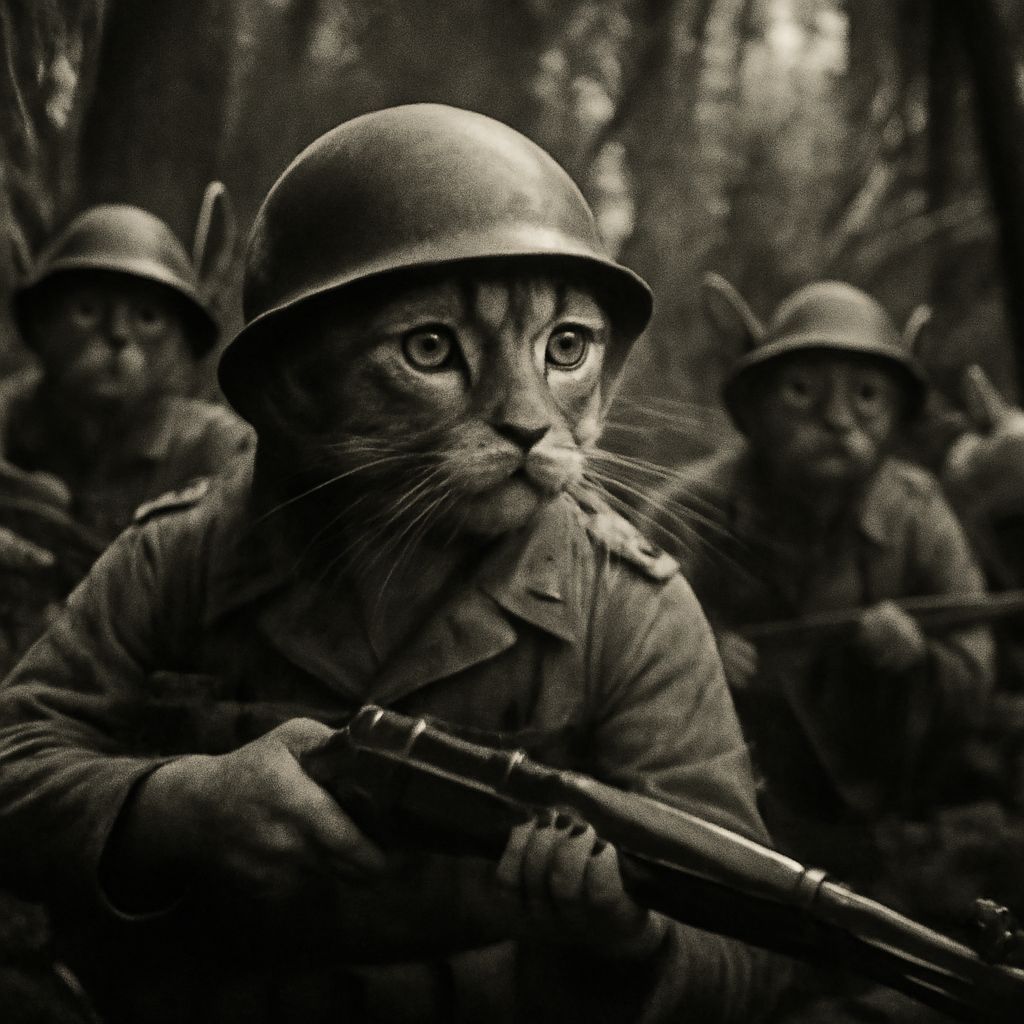 Furry Commandos of the Jungle: A Gritty Black and White WWII...
