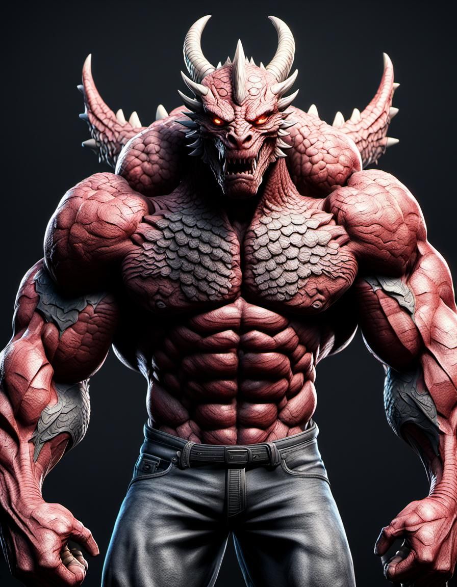 monster dragon massive muscular muscle man