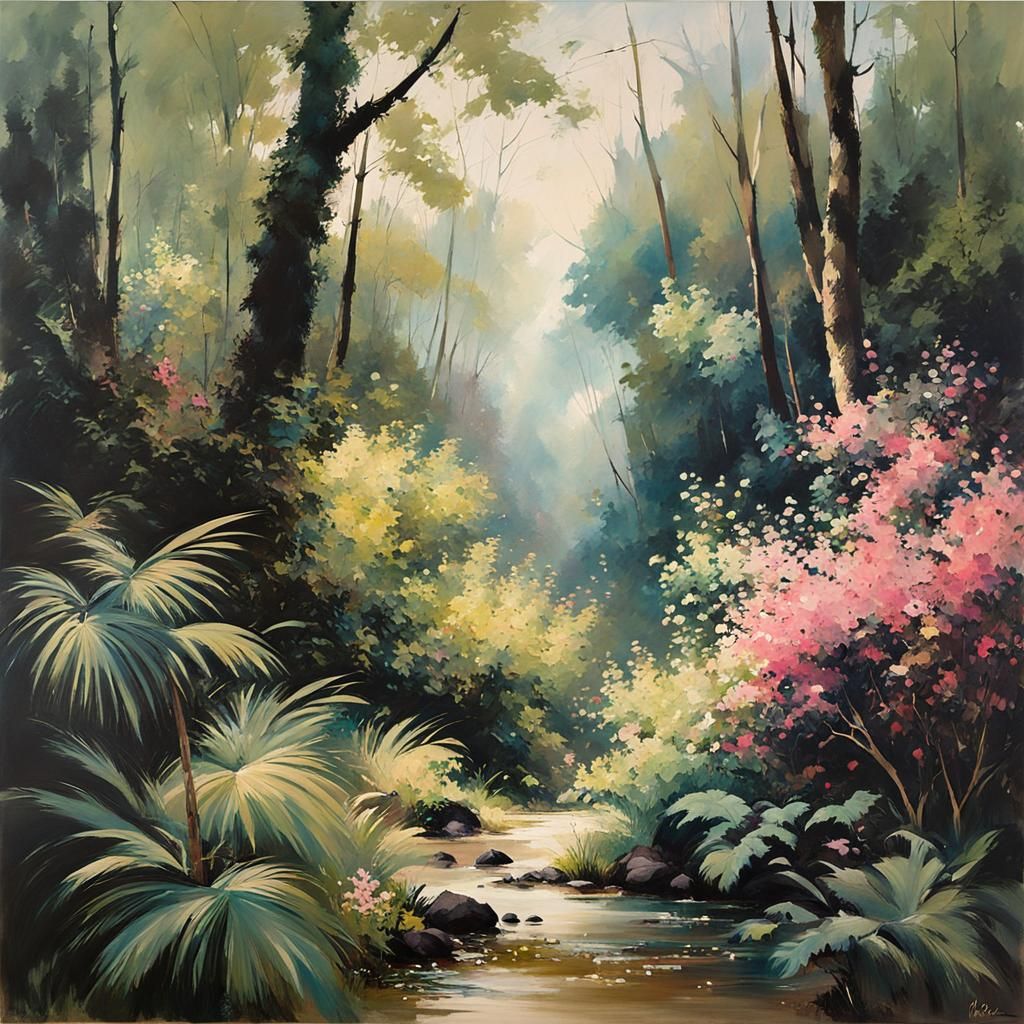 Lush Wilderness: A Modern Acrylic Jungle Thicket