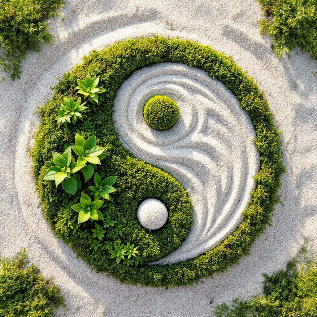 Moss and Sand Yin Yang: Nature Art
