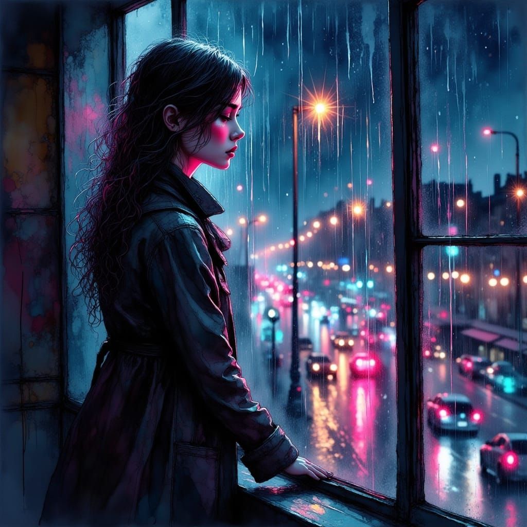Rainy City Night, Melancholy Glow
