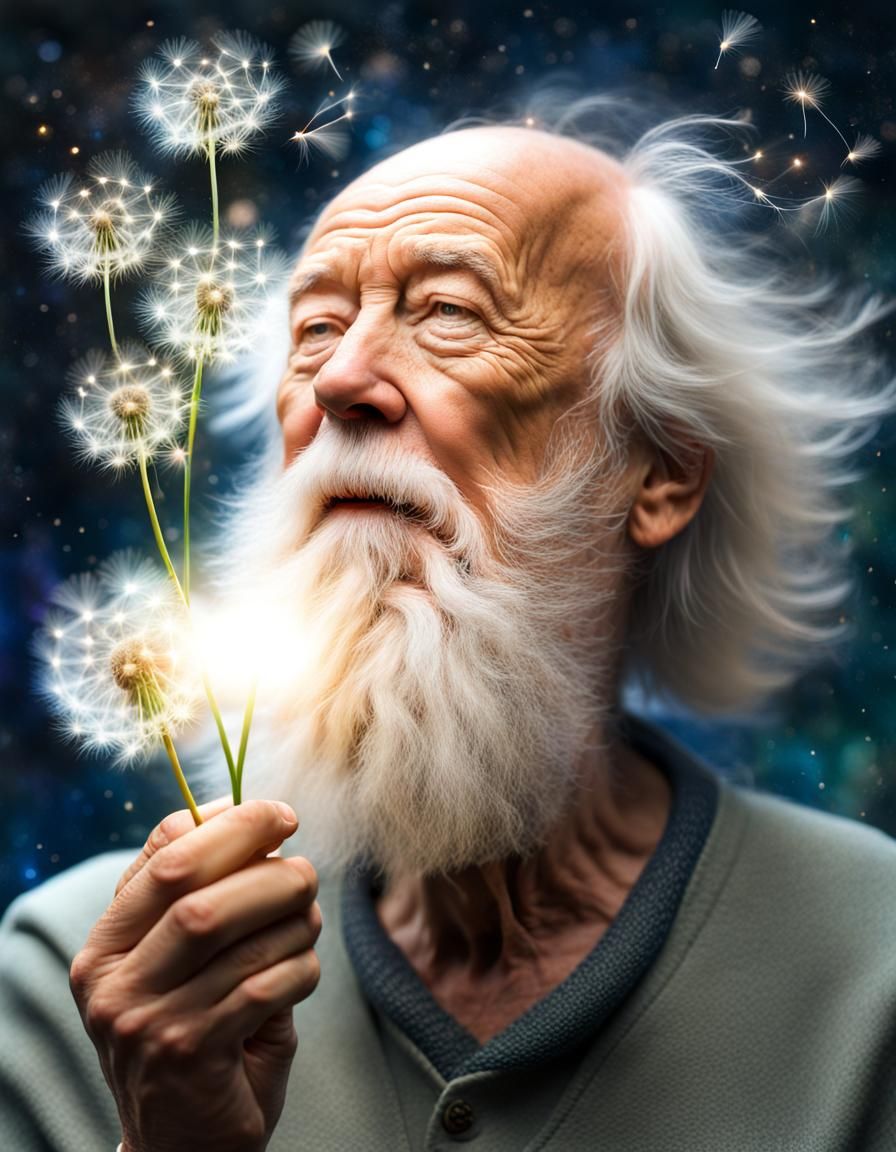 Sparkling Dandelion Seeds in Cosmic Wind