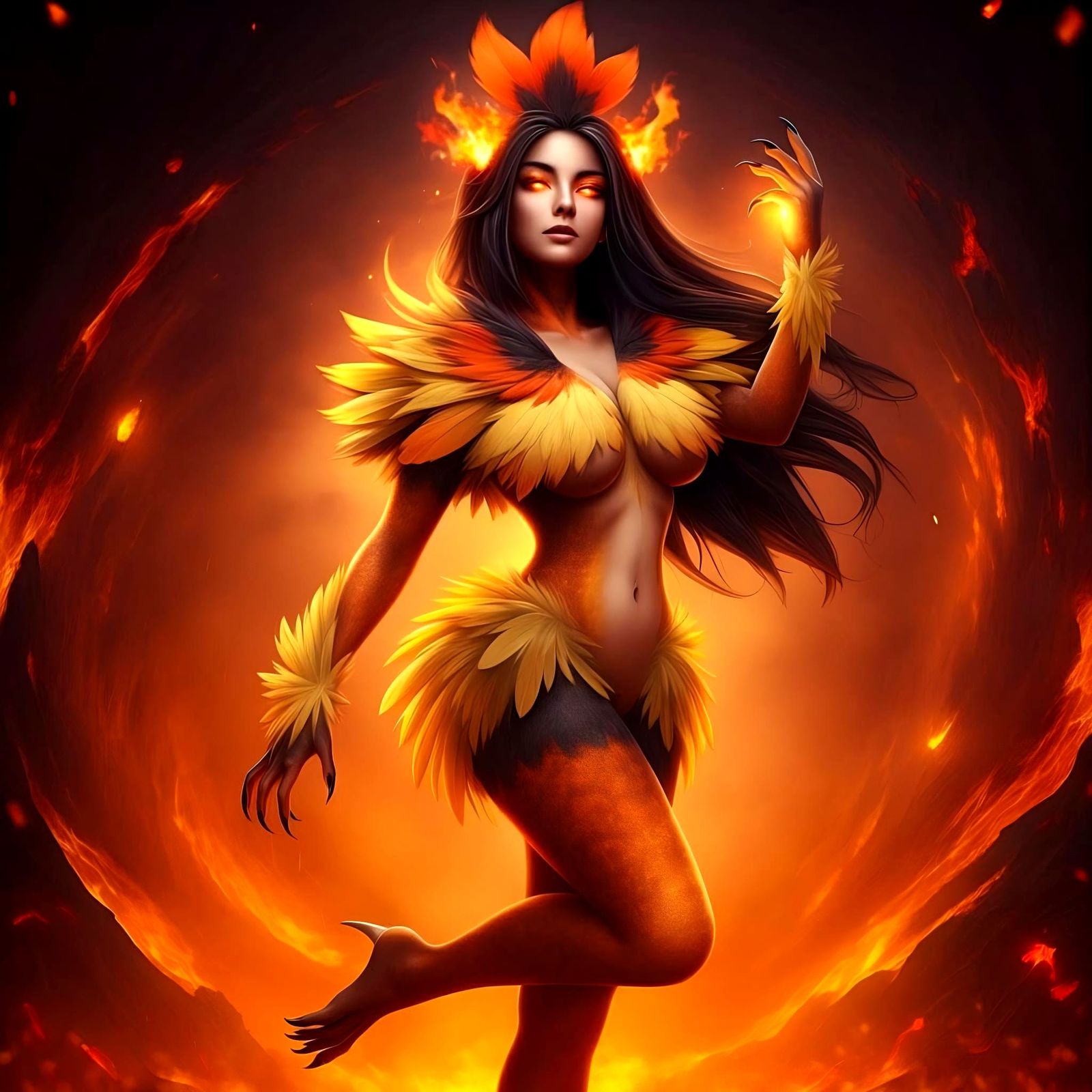 Torchic Pokemon as Stunning Human Girl Portrait