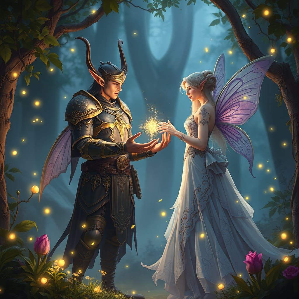 Elf Warrior's Starlight Gift to Fairy Queen