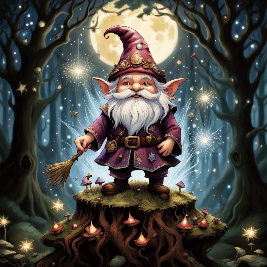 Gnome Hero in a Fantastical Forest