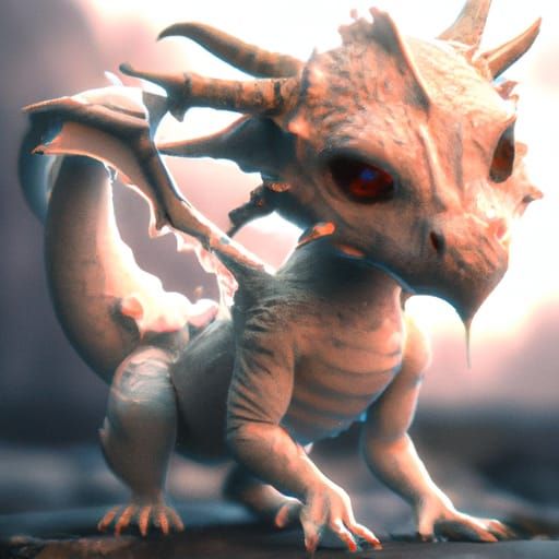 Cute Albino Baby Dragon in Detailed Matte Painting