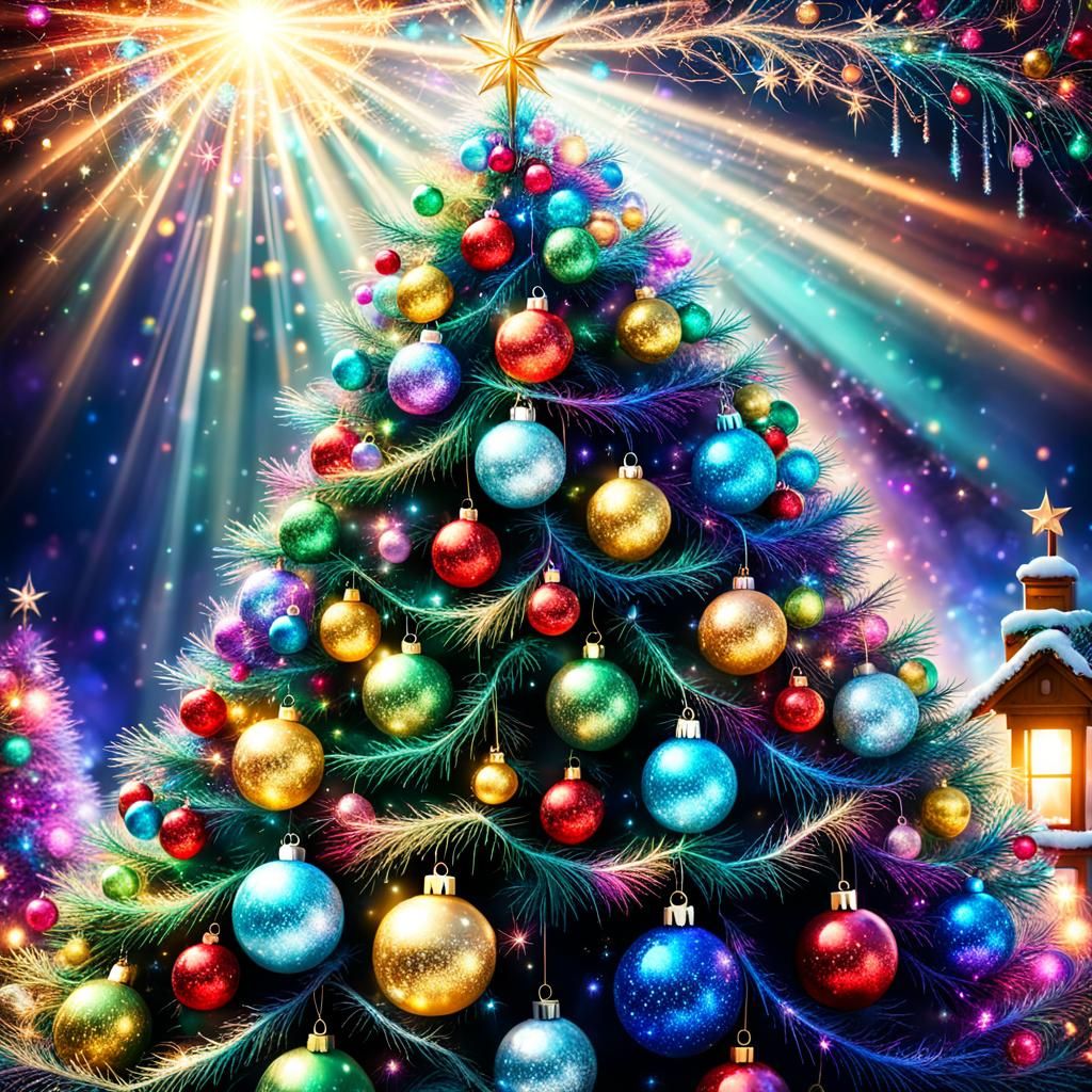 Enchanted Christmas Tree in Whimsical Lighting