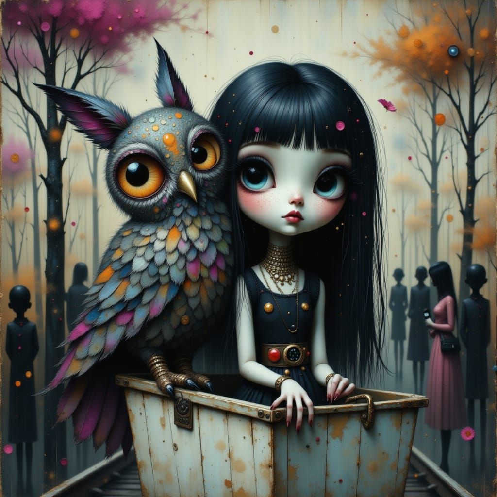 Whimsical Train Journey in Burton Style