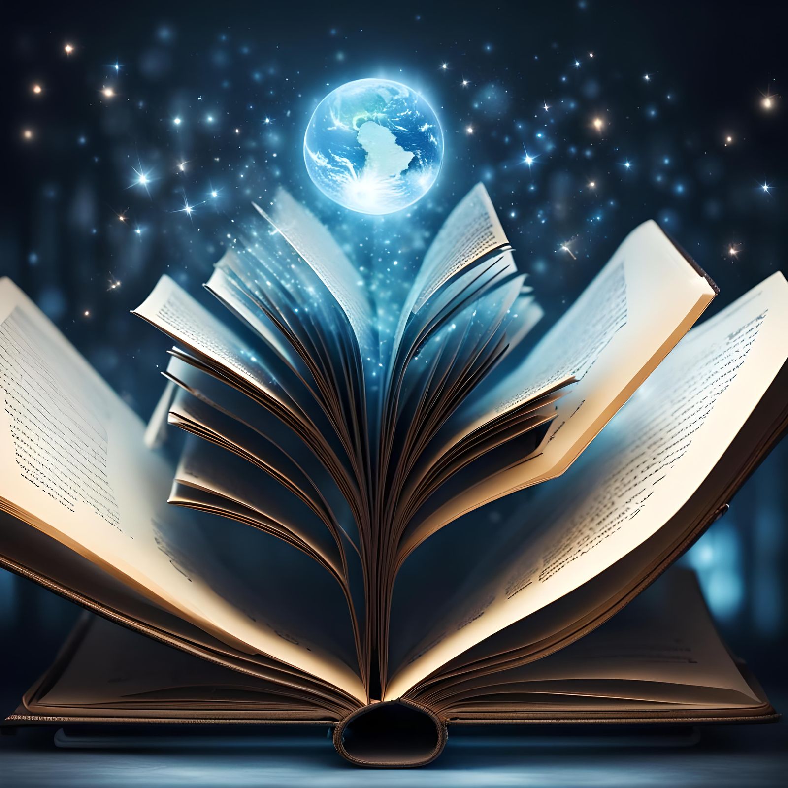 Magical Open Book with Layered Pages