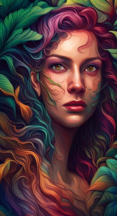 Hyperrealistic Pixie in Rainy Jungle, Splash Art