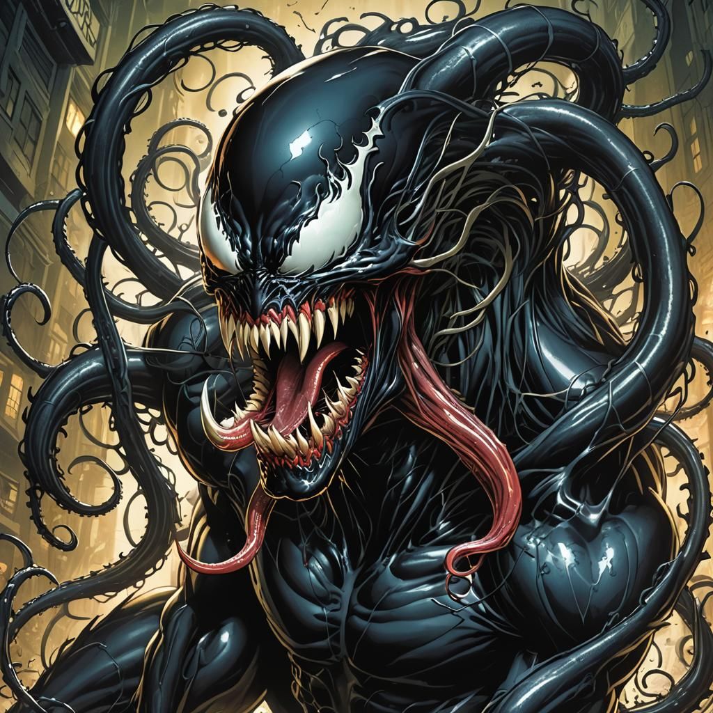 Venom with Tentacles in Comic Book Style
