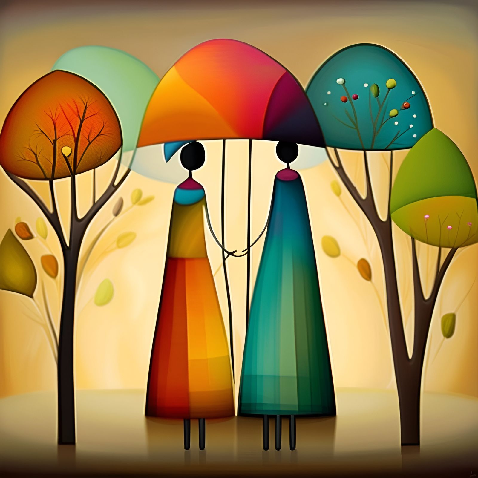 Charming Cats in Broken Glass Matte Painting