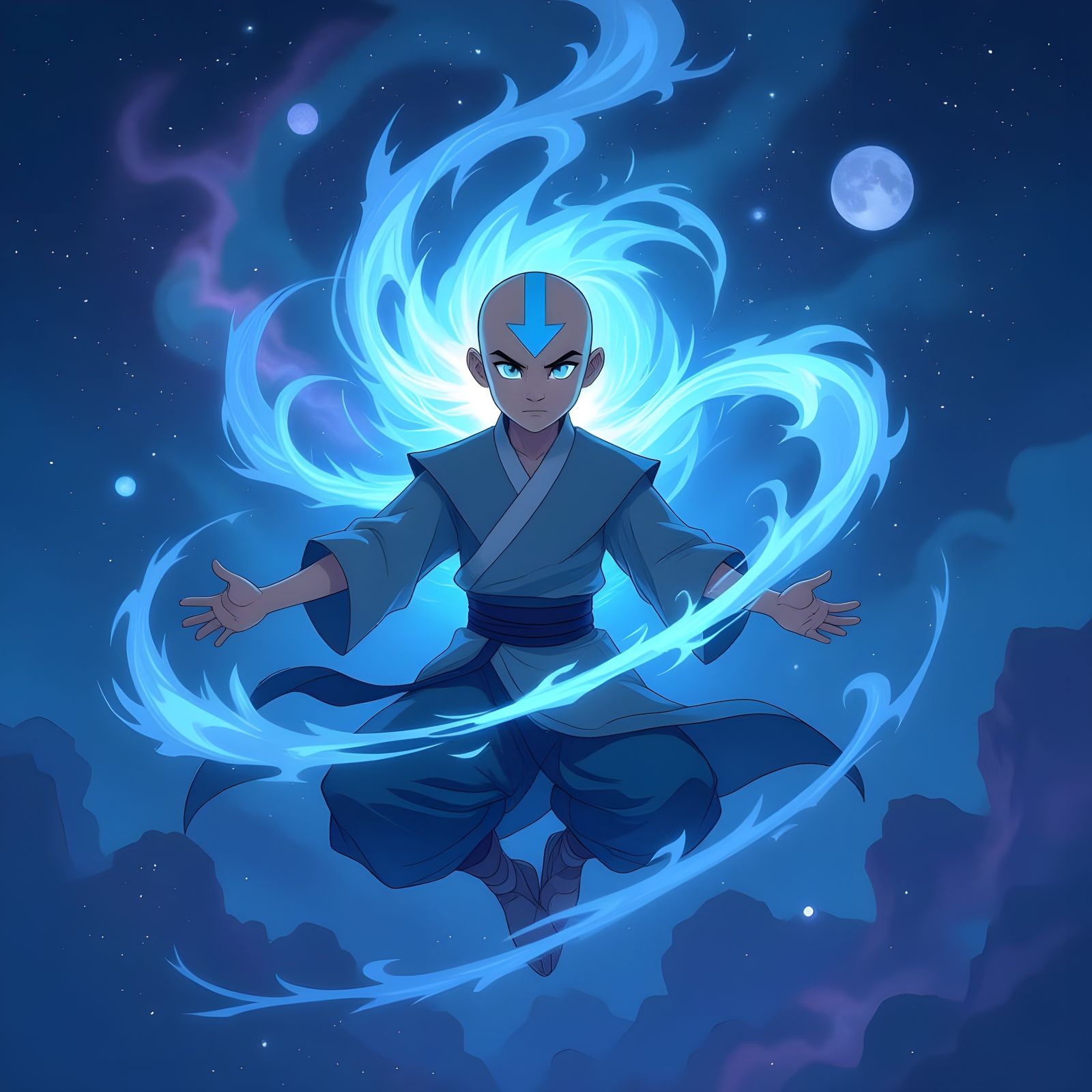 Astral Aang Cosmic Energy in Fantasy Concept Art Style