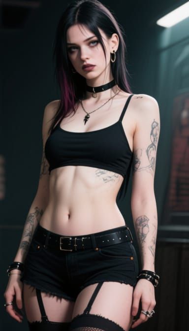 Emo Woman with Perfect Body in 8K Resolution