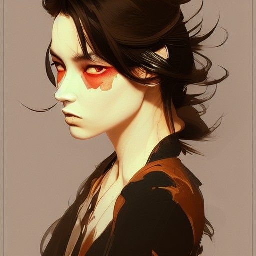 Detailed Kitsune Portrait in Art Nouveau Style