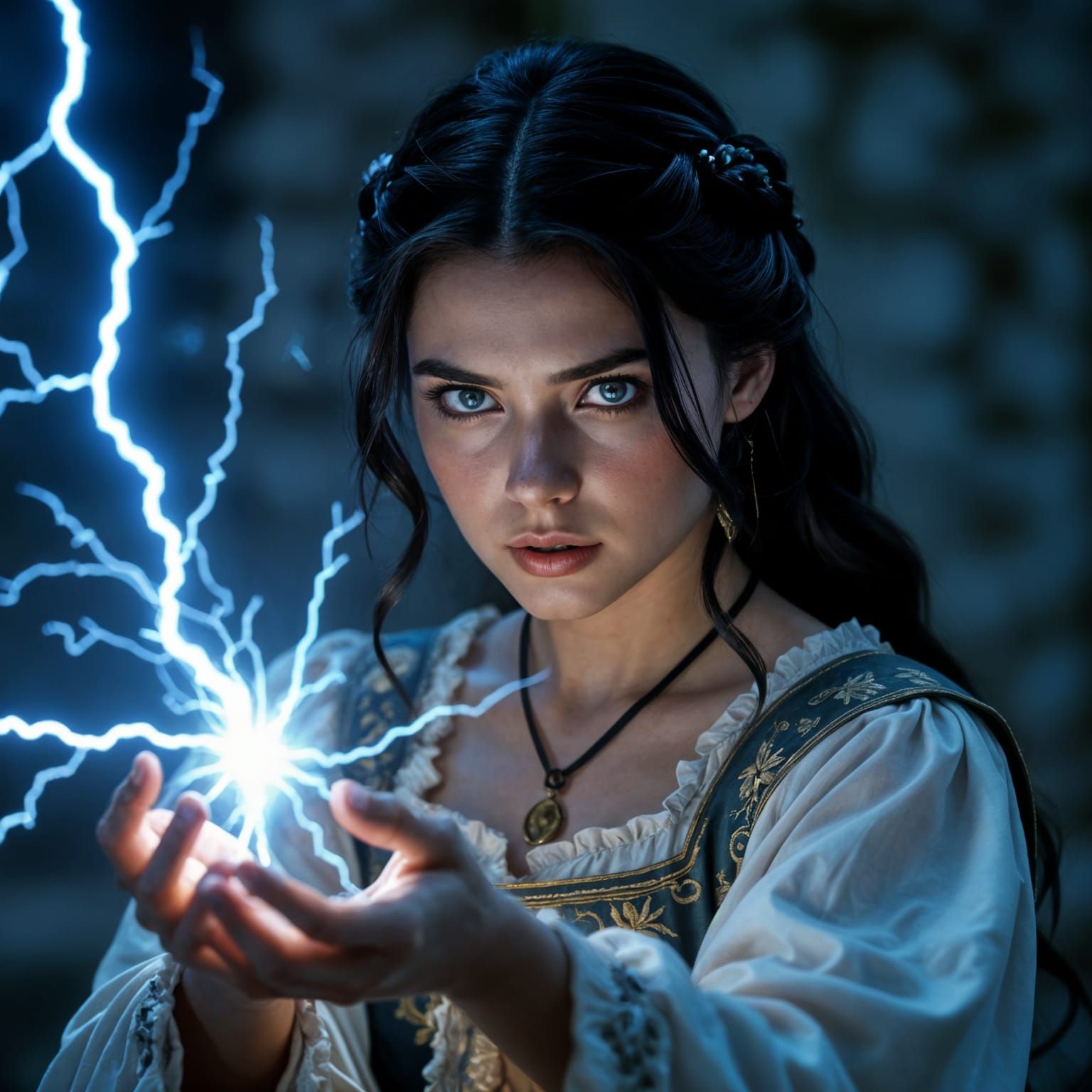 Epic Medieval Sorceress in Hyperrealistic Film Still