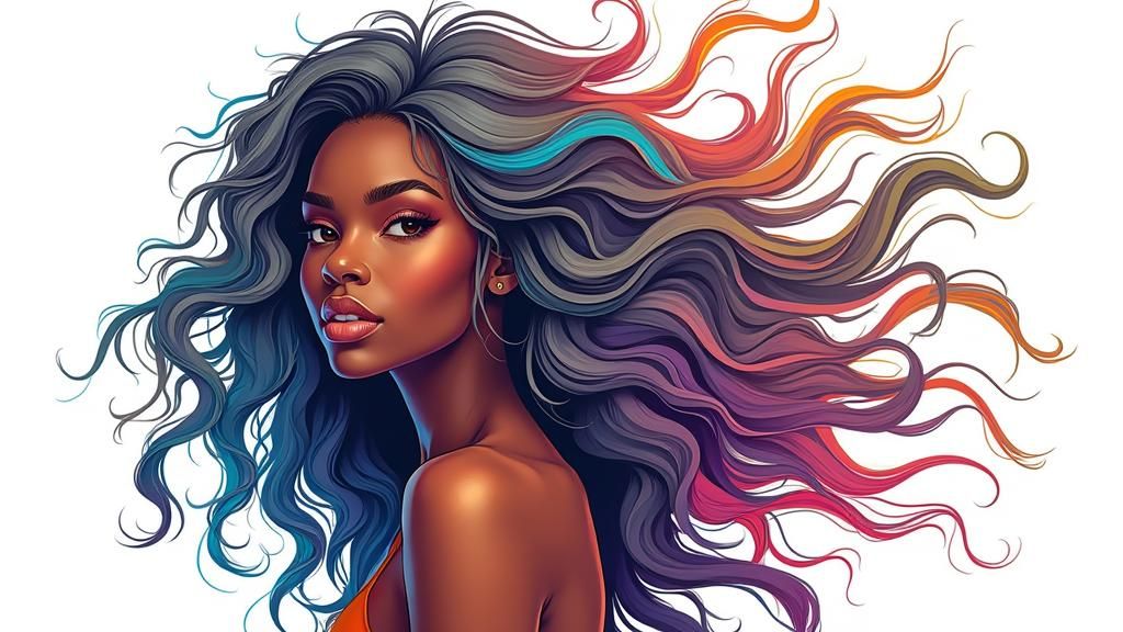 Vibrant Haired Woman in Pop Art Style