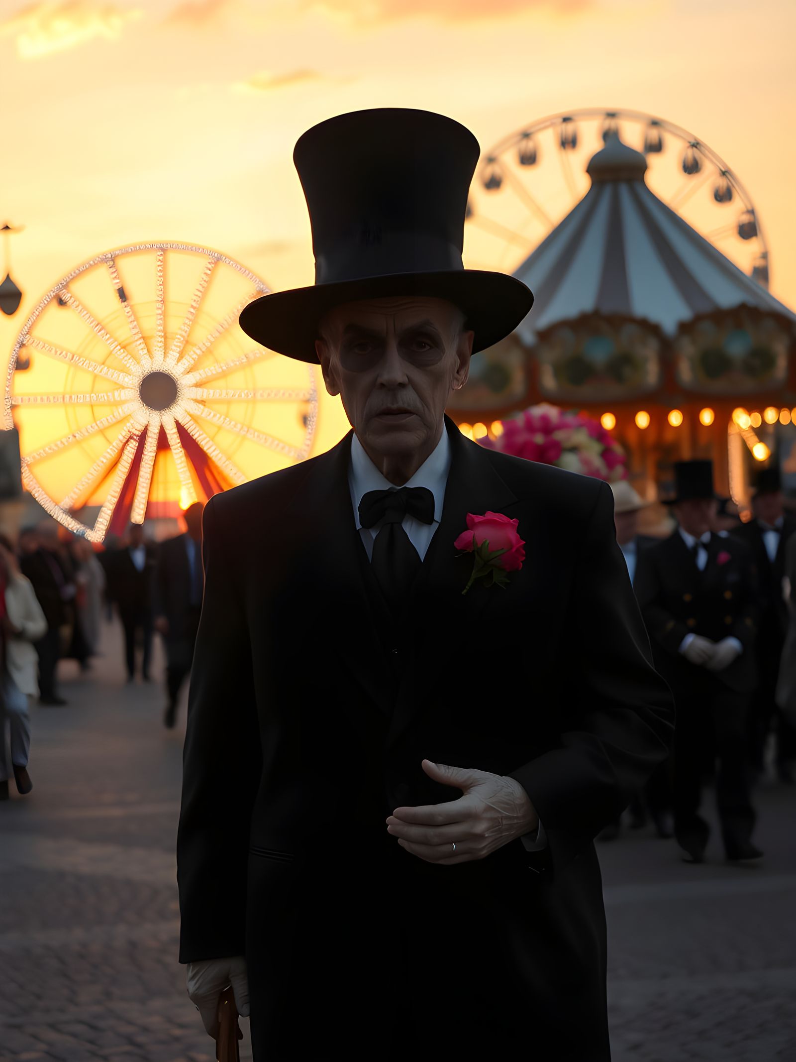 Surreal Carnival Funeral Procession at Sunset