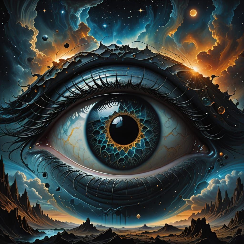 Ethereal Eye of the Universe in Oil Painting Style