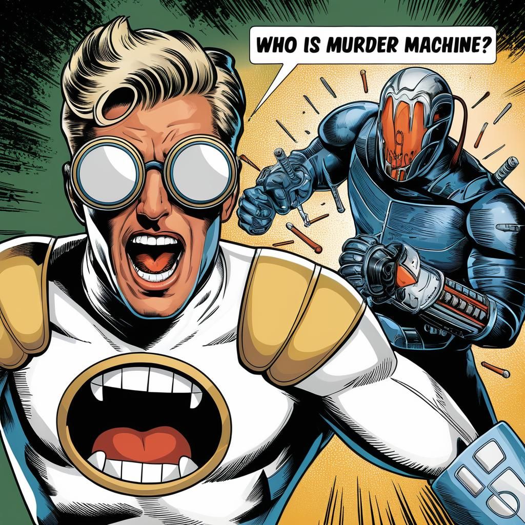 Dynamic Comic Art: Luther Battles Cyborg Assassin