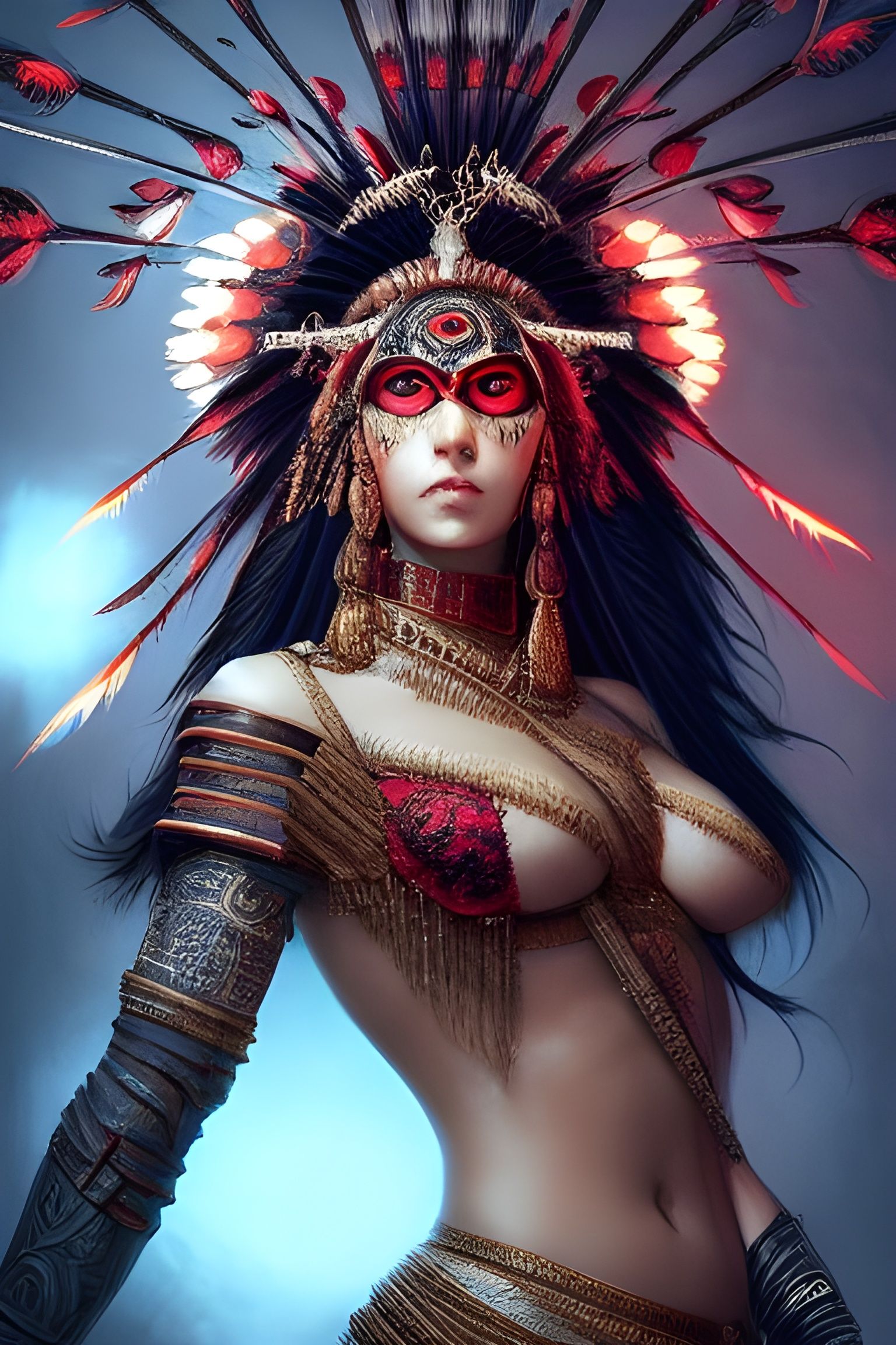 Sinister Indian Peacock with Grid Leaf Breastplate