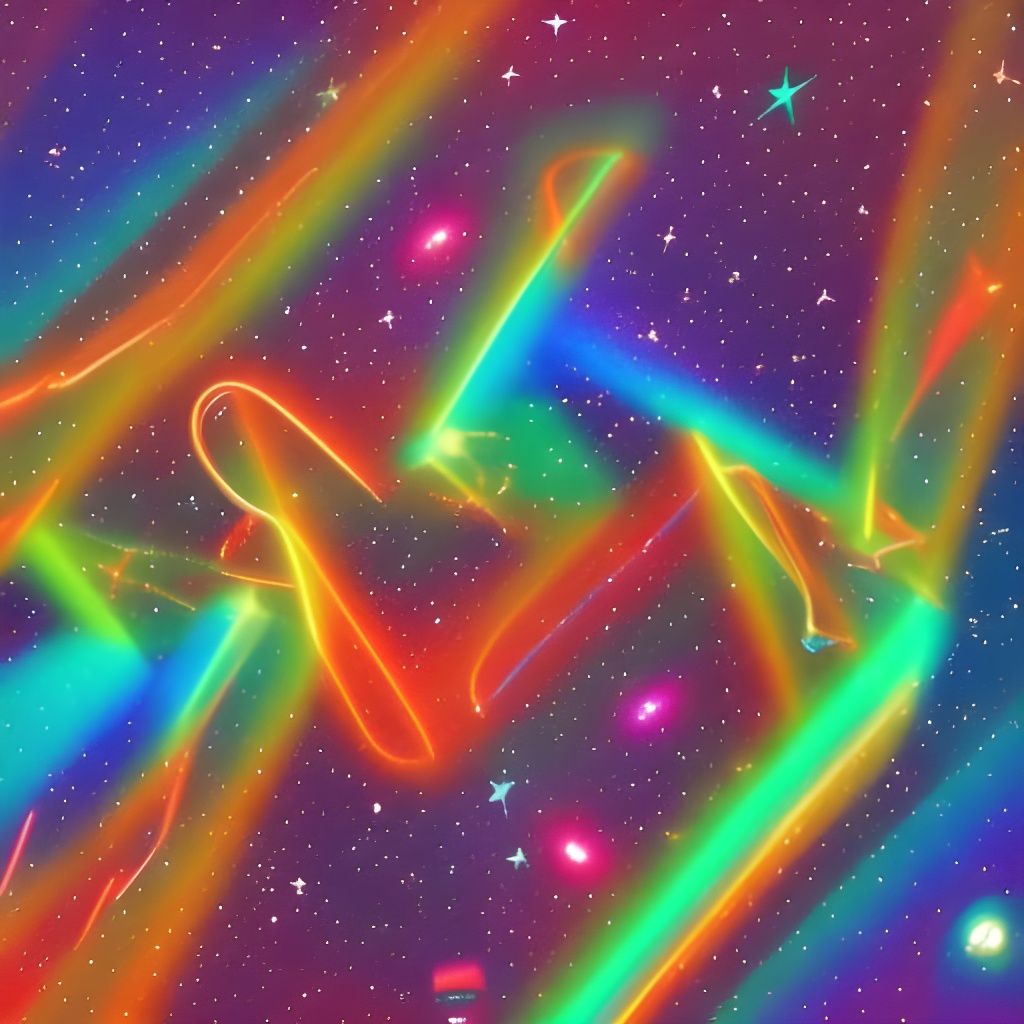 Cosmic Rainbow Joy Land in Mixed Media Style