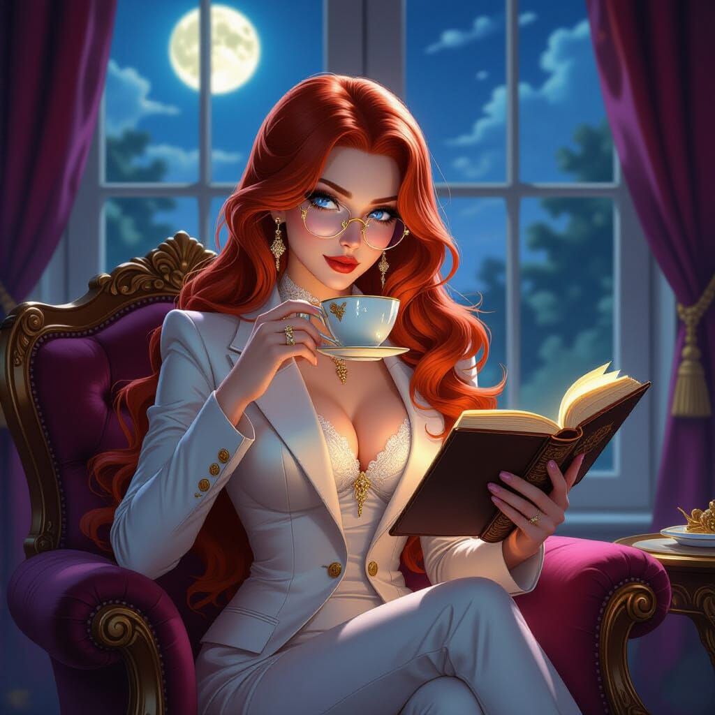 Rias Gremory Portrait in Fantasy Realism Style