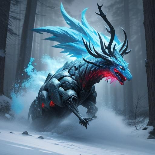 Air Elemental in Snowy Forest: Hyperrealistic Splash Art