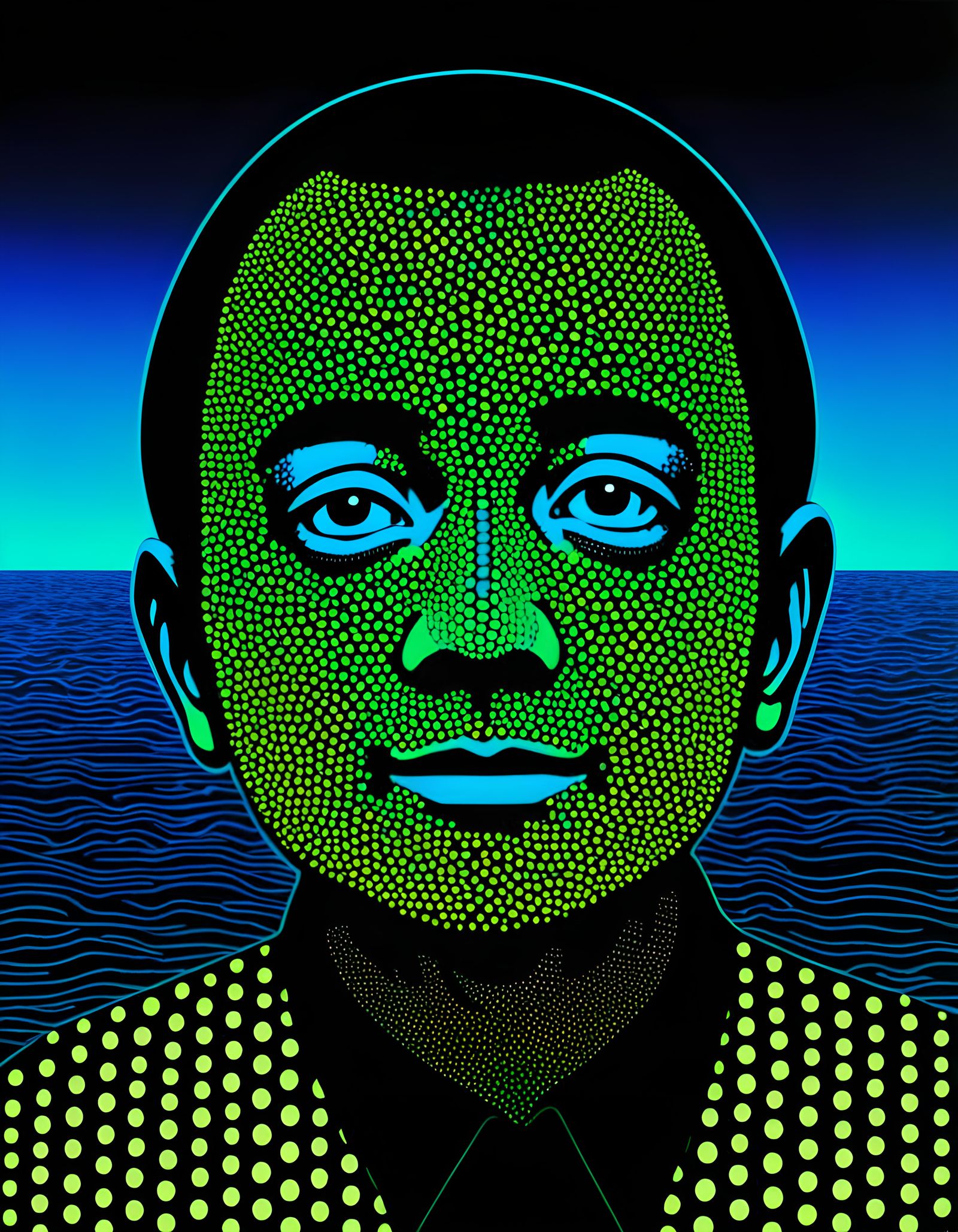 Neon Portrait of a Man in Abstract Style