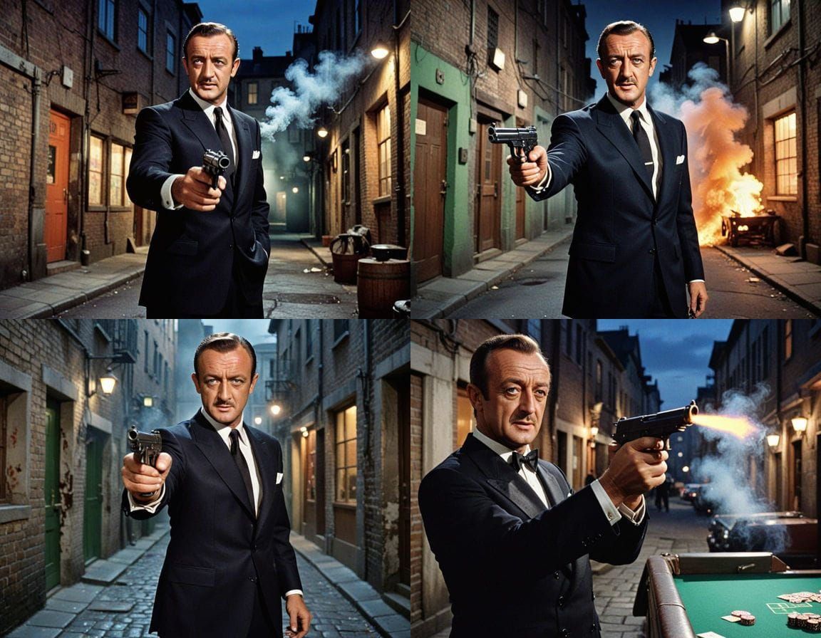 James Bond in Film Noir Style Alley
