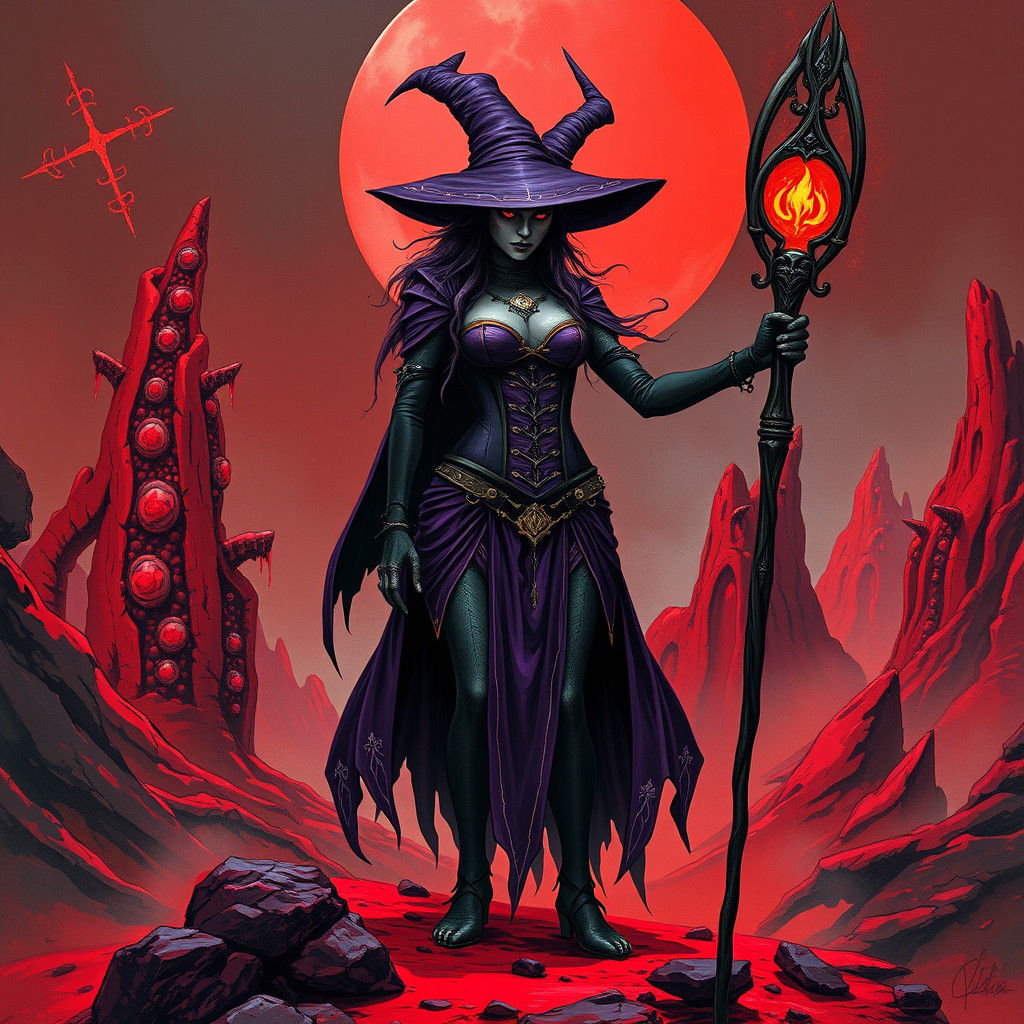 Space Witch Practicing Magic on Alien Planet