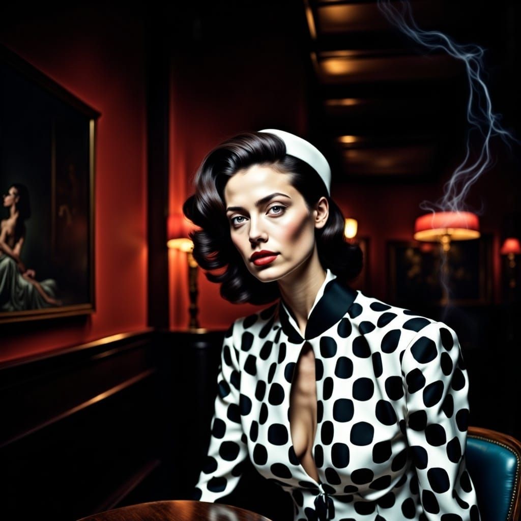 Photorealistic Portrait of Smiling Woman in Cafe