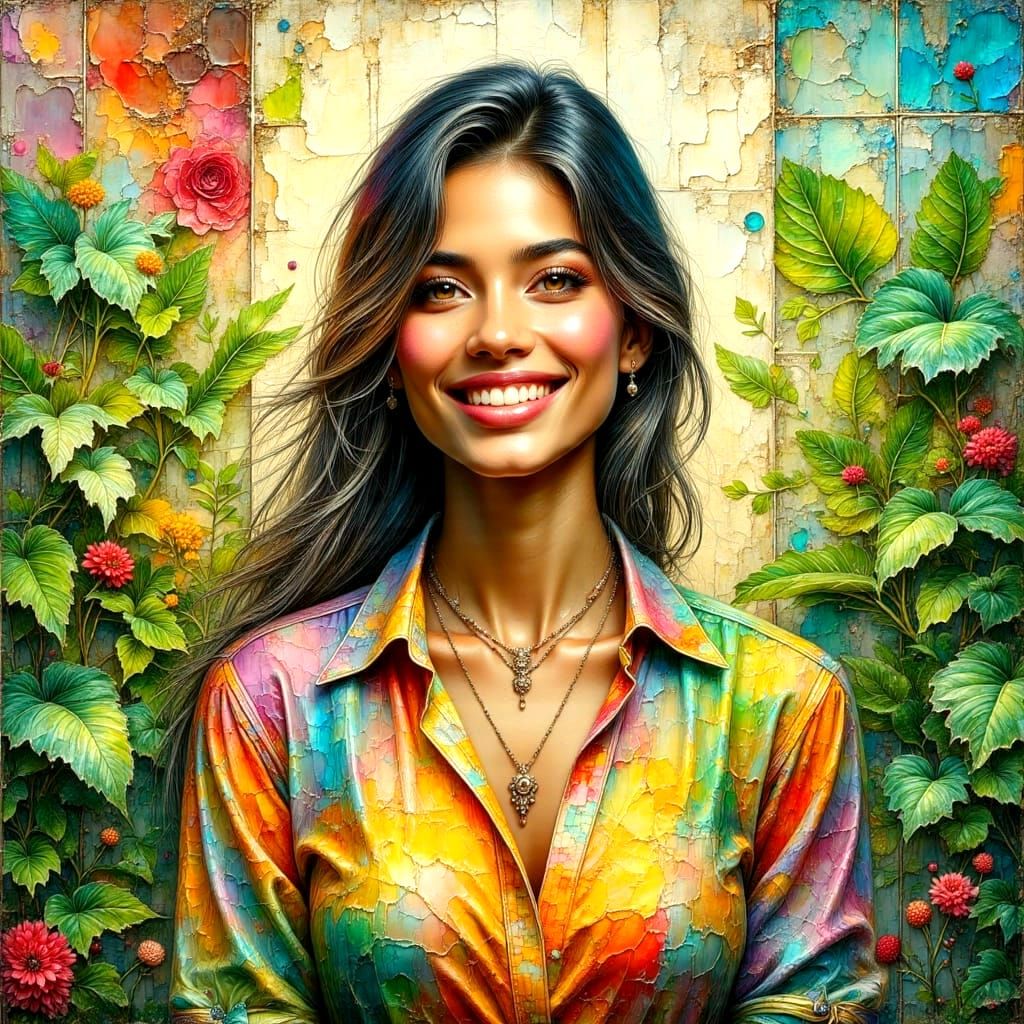 Surreal Whimsical Scene of Love and Joy in Vibrant Pastel Co...