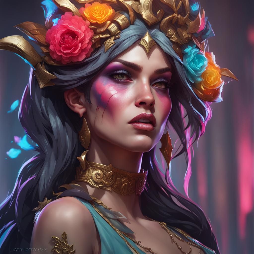 Villain Era: Angry Girl with Dark Colorful Makeup