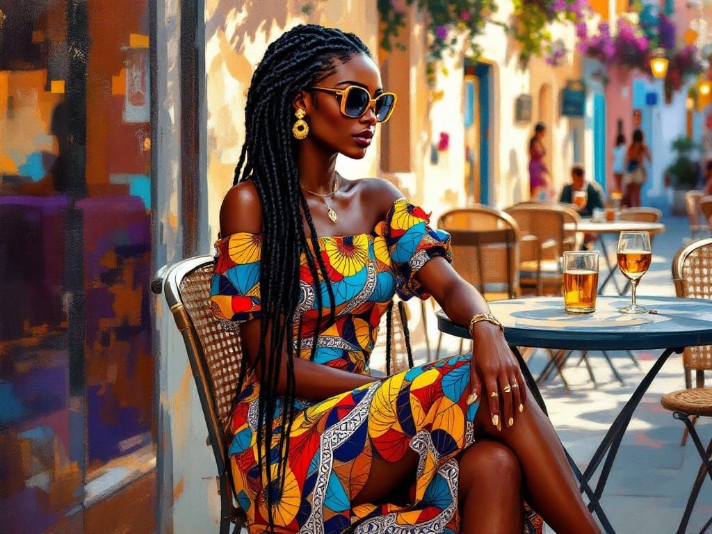 African Beauty in Luminous Mediterranean Twilight