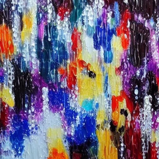 Abstract Pour Painting with Dotted Diamond Pattern