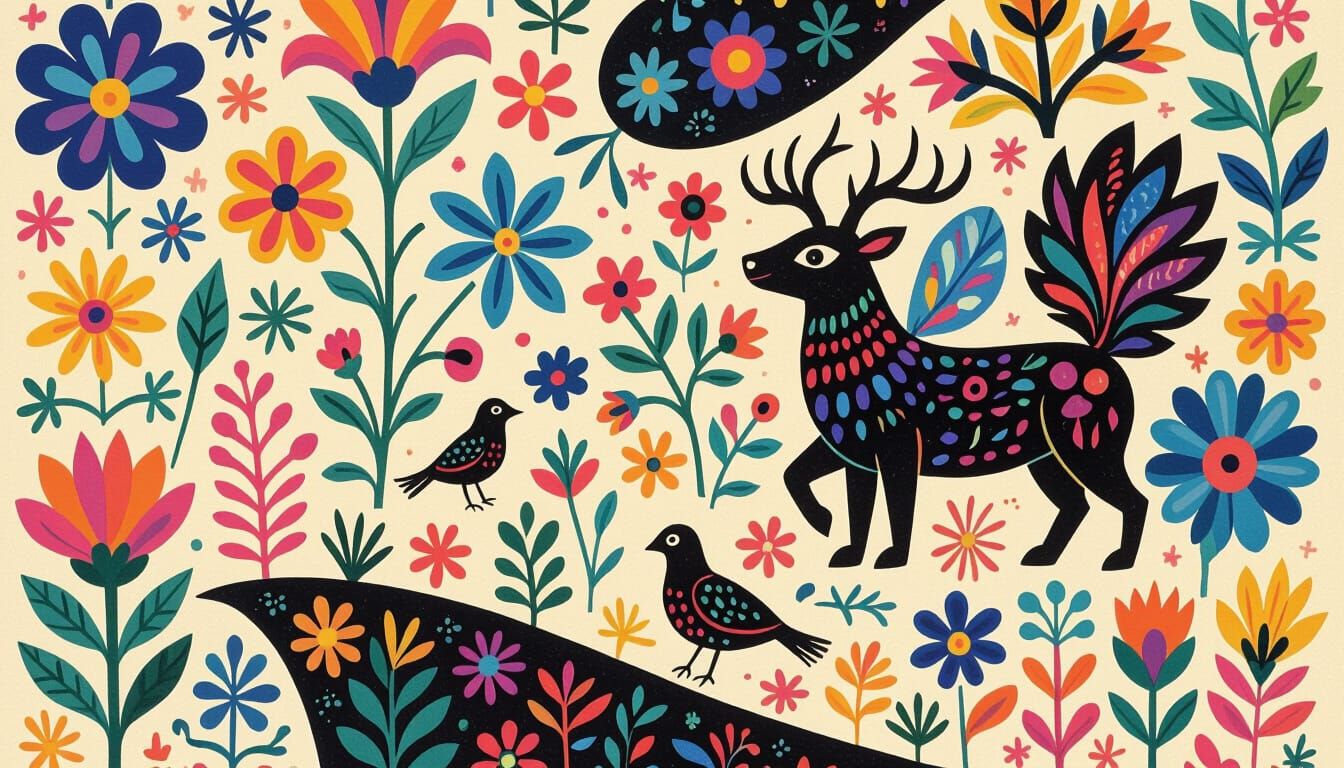 Mysterious Meadow Alive with Abstract Creatures