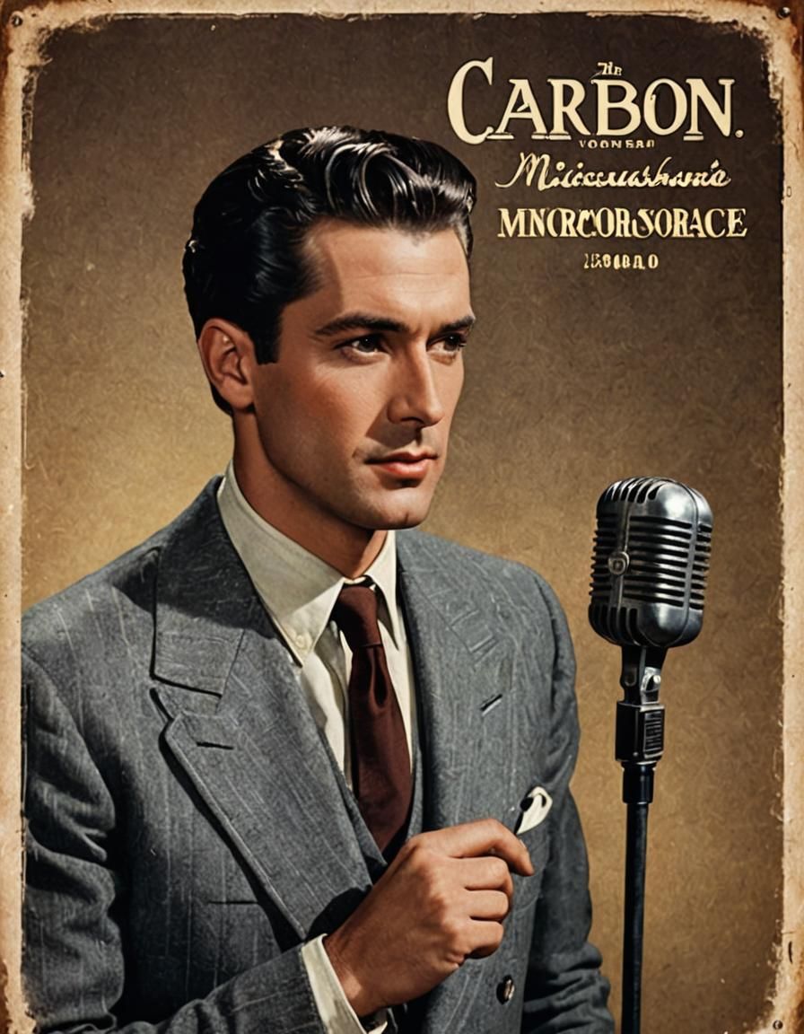 Vintage Film Poster: Dapper Man with Carbon Microphone