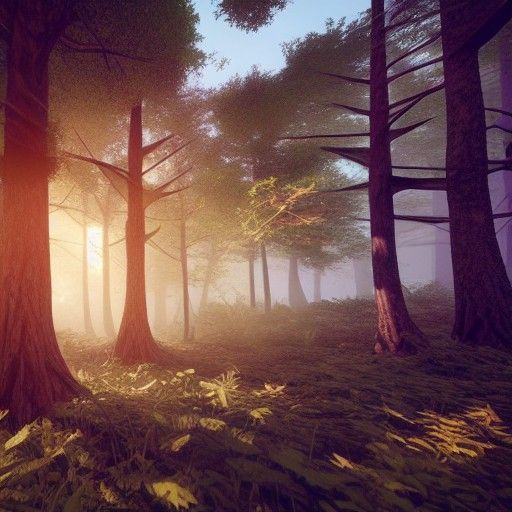 Enchanting Forest Scene with 3D Shading