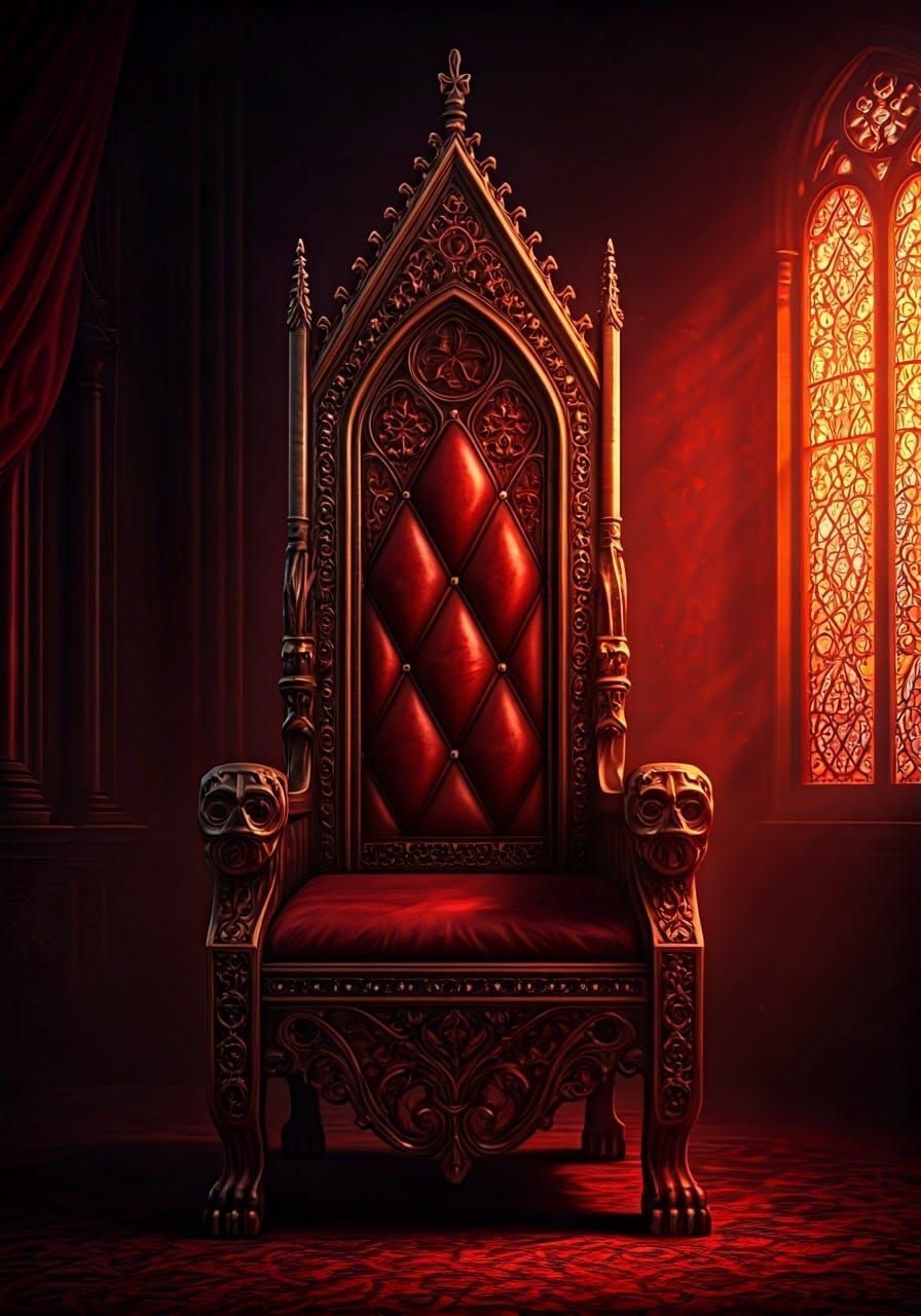 Gothic Throne in Rich Velvet and Jewels
