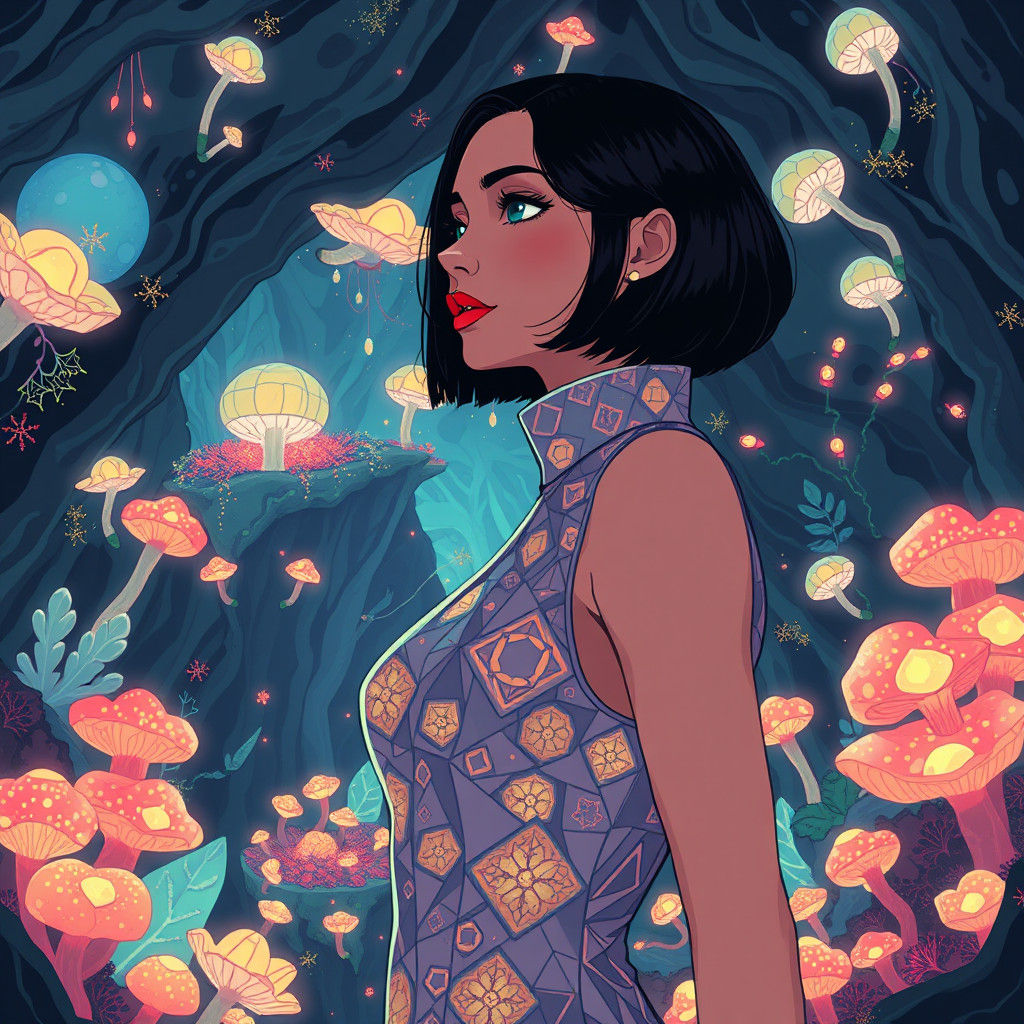 Bioluminescent Jumpsuit in Manga-Inspired Underground World