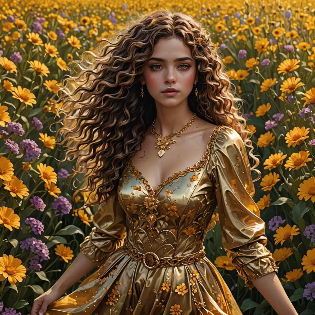 Girl in Flower Field: Fantasy Concept Art