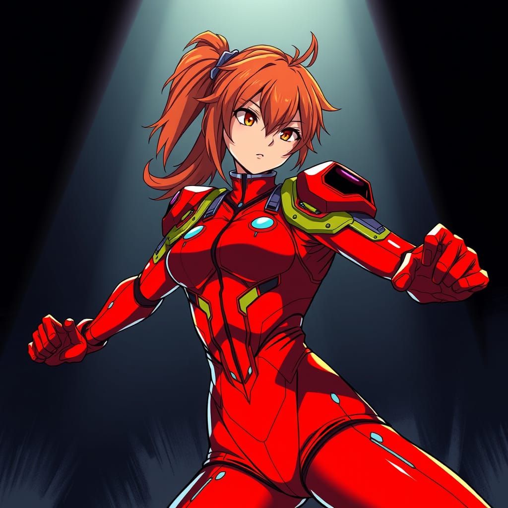 Asuka Langley Soryu in Red Plugsuit: A Dynamic Anime-Inspire...