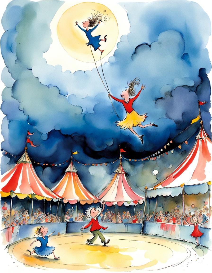 Enchanting Circus Scene in Storybook Style