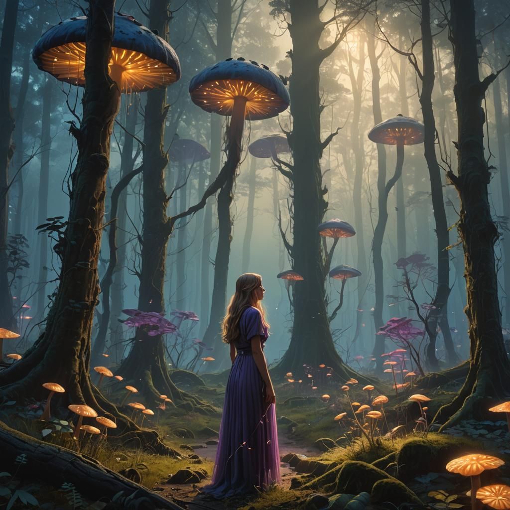 Mystical Forest: Teenage Girl in Fantasy Landscape
