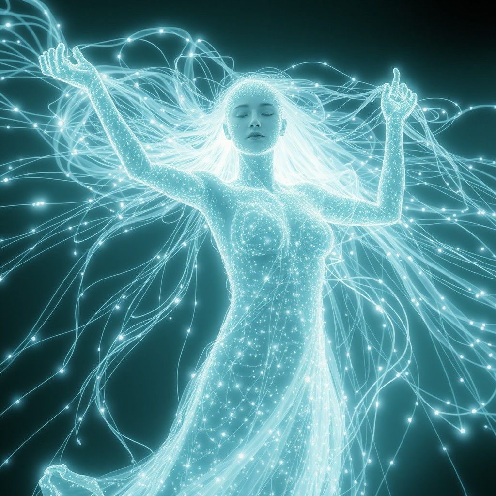 Ethereal Woman of Shimmering Light: A Digital Art Piece