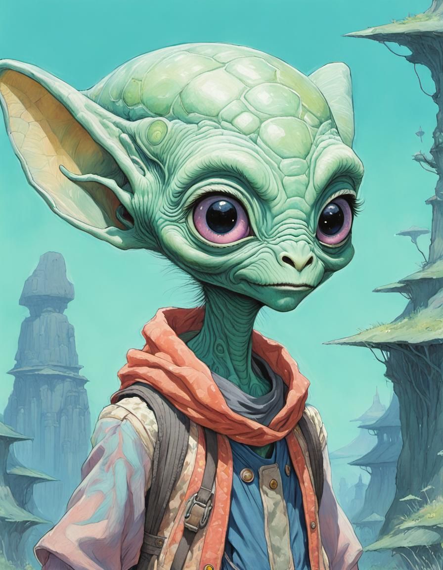 Anthro Rodian Smuggleress in Pastel Pencil Drawing Style