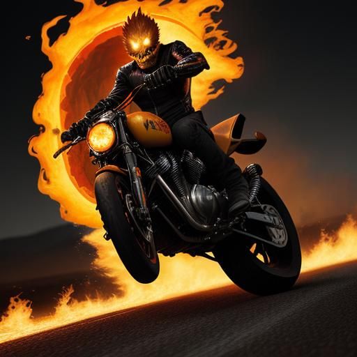 Ghost Rider Jack-o-Lantern Wheelie in Colorado Desert
