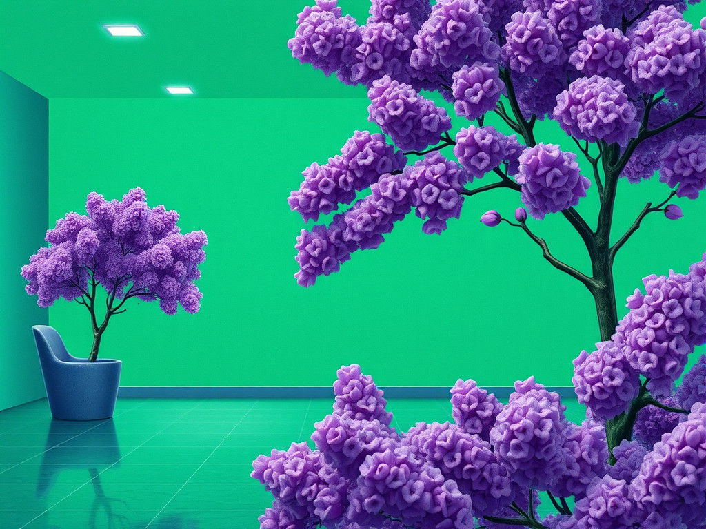 Emerald and Lilac Hyperrealism in Hopper Style